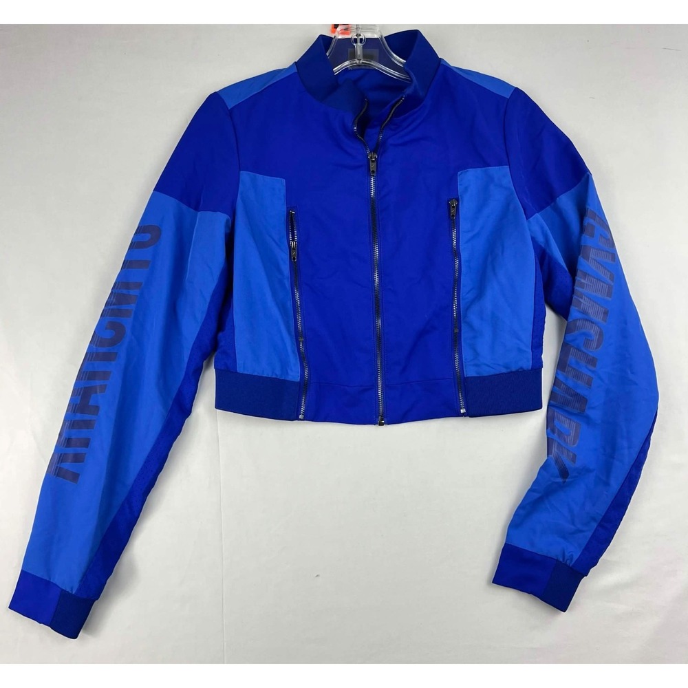 EUC Gymshark Women's Blue Crop Jacket Full Zip Activewear Track Top Size S